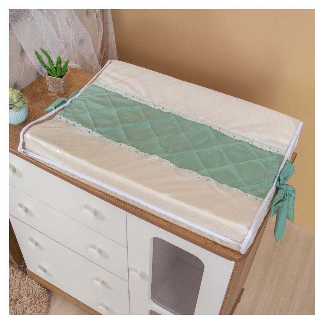 Trocador Cômoda Fraldas Anatômico Bebê Americano Branco Cor Antony Verde Pérola